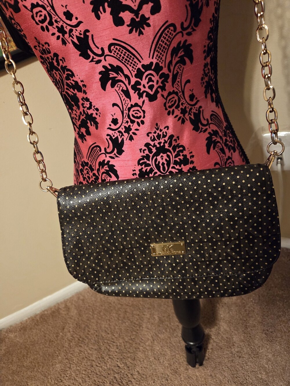 Michael Kors Black Crossbody with Gold Stud Detail NWOT